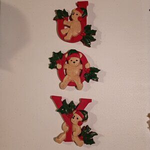 Christmas Homco JOY Wall Plaque Vintage Retired